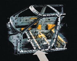 Components of the Volvo Side Impact Protection System (SIPS) are shown in yellow. Components of the Volvo Side Impact Protection System (SIPS) are shown in yellow.