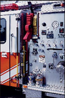 It&apos;s the little things that count. Note how space was allocated for two water extinguishers, a trash hook and a pair of irons, all in this one area. The proper position of hand tools makes the job on the fireground safer and reduces the risk of serious injury, as may be the case if these tools were stored inside the cab when an accident occurred.