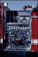 A modern-day apparatus pump panel, unlike those from days gone by, is very customized. Today's pump panel requires a joint effort between the manufacturer and the fire department to lay out the controls to be functional and for ease of operation, as in this case.