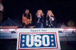 For the first time in its 59-year history, the USO dispatched performers to put on a show in the United States. The USO troupe visited the Clear Creek camp and performed a show called “Catch A Rising Star,” featuring a former Miss Maine, a former Miss Arkansas and a former Miss New Jersey. It was a standing-room-only performance. For the first time in its 59-year history, the USO dispatched performers to put on a show in the United States. The USO troupe visited the Clear Creek camp and performed a show called “Catch A Rising Star,” featuring a former Miss Maine, a former Miss Arkansas and a former Miss New Jersey. It was a standing-room-only performance.