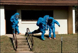 Level A protective clothing is required when the types of airborne agents are unknown, the dissemination method is unknown or aerosol generation is still occurring.