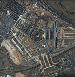 Pre- and post-attack images of the Pentagon were taken by satellite at an altitude of 423 miles by Space Imaging&rsquo;s Ikonos satellite.