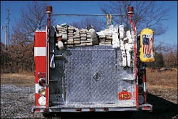 This pumper from Brandywine, MD, is equipped with a 500-gallon tank and large rear compartment. The unit is equipped with three pre-connected lines and split beds of 1,600 feet of three-inch hose. The attack lines range from 200 feet to 400 feet long. This pumper from Brandywine, MD, is equipped with a 500-gallon tank and large rear compartment. The unit is equipped with three pre-connected lines and split beds of 1,600 feet of three-inch hose. The attack lines range from 200 feet to 400 feet long.