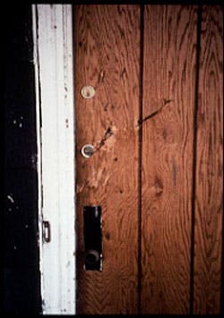 When we don't have the correct tools we can end up with 'fireman frustration marks' on the door. When we don't have the correct tools we can end up with 'fireman frustration marks' on the door.