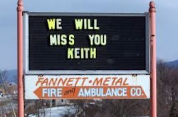 In honor: Fannett-Metal Fire and Ambulance Company remembers a fallen comrade, Keith Hess, who died in a fire Monday.