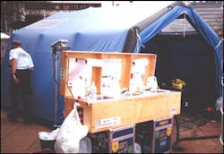 The rehab area in the Base of Operations should provide shelter, food, water, and facilities such as a hand washing station.