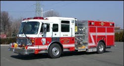 The Nanuet, New York Fire Department runs this American LaFrance rescue engine with a full compliment of engine company equipment, hydraulic rescue tool, light tower and multiple preconnected attack lines.