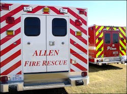 Choices of colors are available for fire departments when deciding on a chevron pattern. Red and white, red and lime-yellow, or any other contrasting color combination is acceptable. Choices of colors are available for fire departments when deciding on a chevron pattern. Red and white, red and lime-yellow, or any other contrasting color combination is acceptable.