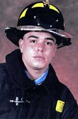 Hundreds of family members, friends and fellow FDNY members gathered in Staten Island yesterday morning to say a somber goodbye to the youngest firefighter killed on 9/11. Firefighter Michael Cammarata, 22, was last seen evacuating people from the Marriott Hotel when the World Trade Center collapsed. Since his body was never identified, a vial of blood he donated before his death was placed in a casket presented at Our Lady Star of the Sea Church. He was eulogized by Mayor Bloomberg, FDNY Commissioner Nicholas Scoppetta, and his brother, Joseph Jr., who became a firefighter after Michael&apos;s death.