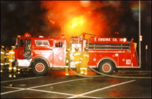 Note the large flash spot just above the front tire. This is overcome by standing at an angle to the apparatus.