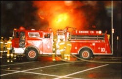 Note the large flash spot just above the front tire. This is overcome by standing at an angle to the apparatus. Note the large flash spot just above the front tire. This is overcome by standing at an angle to the apparatus.