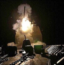 A missile leaves the deck of USS Philippine Sea A missile leaves the deck of USS Philippine Sea