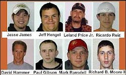 The eight firefighters killed in a van crash near Vale, Oregon. The eight firefighters killed in a van crash near Vale, Oregon.