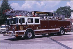 The Bladensburg, MD, Fire Department operates this short-wheelbase Seagrave 100-foot rear-mount ladder in an urban area with many tight streets and points of access. Knowledge of your first-due area is essential when developing specifications for new ladder trucks.