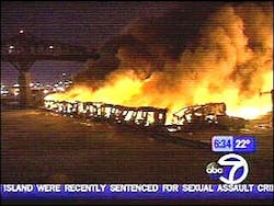 You can smell the smoke as far away as Queens and Manhattan. Even in Kearny, NJ there are still black plumes of smoke coming out of the building. You can smell the smoke as far away as Queens and Manhattan. Even in Kearny, NJ there are still black plumes of smoke coming out of the building.