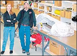 Leslie Anderson and Tony Petrilli helped develop the latest generation of firefighter protection equipment, including new fire shelters. Leslie Anderson and Tony Petrilli helped develop the latest generation of firefighter protection equipment, including new fire shelters.