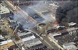 A heavy column of smoke rises over downtown Richmond as firefighters battle a blaze at Virginia Commonwealth University. A heavy column of smoke rises over downtown Richmond as firefighters battle a blaze at Virginia Commonwealth University.