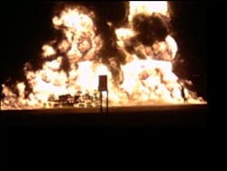 Tanker truck fire on Interstate 25 north of Casper, Wyo. The accident occured before 8:00 PM closed the highway in the northbound lanes Tanker truck fire on Interstate 25 north of Casper, Wyo. The accident occured before 8:00 PM closed the highway in the northbound lanes