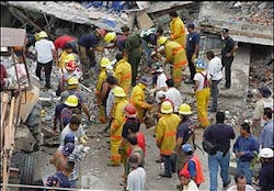 Rescue workers look for survivors among the debris after an explosion that left at least eight people dead and nine people injured at a restaurant in Nuevo Progreso, in the Mexico-U.S. border, Saturday 10 April 2004. A gas leak in a restaurantcaused the explosion, authorities said. Rescue workers look for survivors among the debris after an explosion that left at least eight people dead and nine people injured at a restaurant in Nuevo Progreso, in the Mexico-U.S. border, Saturday 10 April 2004. A gas leak in a restaurantcaused the explosion, authorities said.
