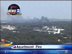 The smoke from the fire was visible in Downtown Nashville.