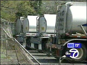 New Jersey's Office of Counter-Terrorism is issuing an alert. It is searching for a missing gasoline tanker trailer, like these, that vanished more than a week ago from a parking lot in Pennsauken.