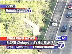 A tractor-trailer driver slammed into a prior accident on I-280 in Livingston this morning, killing one person.