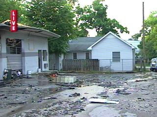 The front of the automotive repair shop was spared from the blaze, as well as a nearby daycare