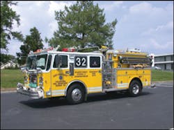 This 1986 pumper from Bay District, MD, is a well-designed unit that incorporates most of the current NFPA 1901 safety standards. This unit was originally built with a four-door cab and later rebuilt with warning light and other safety enhancements. Annex D in the 2003 edition of the NFPA 1901 Standard lists suggestions for upgrading existing apparatus.