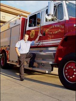 Bradford Voorhees continues his rescue mission on and off duty. A firefighter here for more than four years, Mr. Voorhees was the first on scene when a van drove off a highway and then rolled over twice, injuring five children and three adults. He is assigned to the 22nd Civil Engineer Squadron. Bradford Voorhees continues his rescue mission on and off duty. A firefighter here for more than four years, Mr. Voorhees was the first on scene when a van drove off a highway and then rolled over twice, injuring five children and three adults. He is assigned to the 22nd Civil Engineer Squadron.