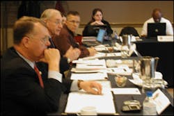 L-R: Garry Briese, IAFC Executive Director; author Dennis Smith, chair of the task force; John Tippet, Near Miss project manager; Melissa Hebert,Near Miss Project Assistant; and Chief David Daniels, chair of the IAFC Health L-R: Garry Briese, IAFC Executive Director; author Dennis Smith, chair of the task force; John Tippet, Near Miss project manager; Melissa Hebert,Near Miss Project Assistant; and Chief David Daniels, chair of the IAFC Health