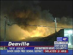 Fire tore through a gas station in Denville, New Jersey this morning. Fire tore through a gas station in Denville, New Jersey this morning.