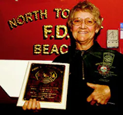 Not ready to quit: Jean Westbrook, who has been with North Topsail’s department for 20 years, was also firefighter of the year in 1992
