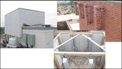 An example of a properly designed restricted area near UHF antennas on a roof setback.