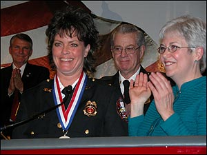 The Safety Education Hero Award presented by Meri-K Appy, president of the Home Safety Council, right, to Julia Holt, Public Education Officer for the City of Dickson, Tennessee.