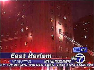 (New York-WABC, April 21, 2005) An East Harlem grandmother was killed in a fire in her high-rise apartment.