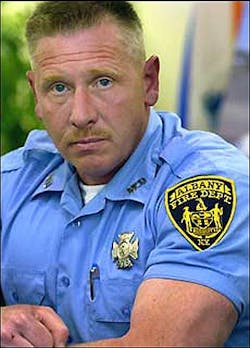 Albany firefighter Patrick Landers speaks about his role Monday in capturing an escaped prisoner. (Philip Kamrass / Times Union) Albany firefighter Patrick Landers speaks about his role Monday in capturing an escaped prisoner. (Philip Kamrass / Times Union)