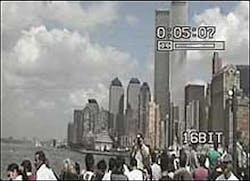 CHILLING IMAGE: This '97 video was taped by Ghasoub Ghalyoun, seen at his Madrid trial yesterday. Prosecutors say it was scouting work for 9/11. CHILLING IMAGE: This '97 video was taped by Ghasoub Ghalyoun, seen at his Madrid trial yesterday. Prosecutors say it was scouting work for 9/11.