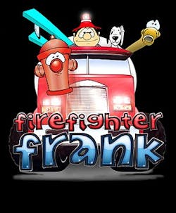 Firefighter Frank with friends, and fire truck. Firefighter Frank with friends, and fire truck.