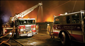 By early morning, most of the apparatus concentrated their efforts on the north end, holding back flames and protecting other large exposures.