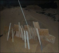 This is a portion of the wood box built by rescuers around victims. This is a portion of the wood box built by rescuers around victims.