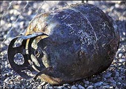 This propane tank had swelled and was sizzling as it lay near a singlewide trailer that had been destroyed in the blaze that began on Kings Way is southern Pahrump, roughly a quarter mile south of Homestead Road and Thousandaire Boulevard.