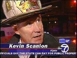 Kevin Scanlon, FDNY: 'We were taking people down the fire escapes and helping them down and it was just mayhem, just trying to do that. Working through everything, a lot of firefighters got hurt on the stairs, there were no treads and they were falling from the stairs. Some were basically burnt just going up through the intensity.' Kevin Scanlon, FDNY: 'We were taking people down the fire escapes and helping them down and it was just mayhem, just trying to do that. Working through everything, a lot of firefighters got hurt on the stairs, there were no treads and they were falling from the stairs. Some were basically burnt just going up through the intensity.'