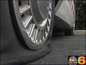 Police said someone vandalized 11 staff cars in the Hollywood Fire Department parking lot Wednesday night, slashing 27 tires.