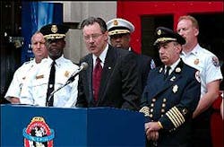Washington, DC, June 20, 2005 -- David R. Paulison, Fire Administrator at the US Fire Administration joins fire service leaders in to call on the Nation's fire and rescue personnel to make first responder safety and health a priority. FEMA and the U. S. Fire Administration are joining the International Association of Fire Chiefs and 16 other organizations in calling for the focus on health and safety. Washington, DC, June 20, 2005 -- David R. Paulison, Fire Administrator at the US Fire Administration joins fire service leaders in to call on the Nation's fire and rescue personnel to make first responder safety and health a priority. FEMA and the U. S. Fire Administration are joining the International Association of Fire Chiefs and 16 other organizations in calling for the focus on health and safety.