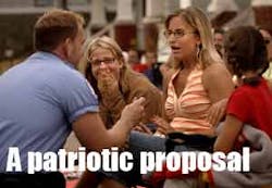 Zygowski, a Caledonia firefighter, jumped out of his fire truck during the parade and proposed to Adams on the street. Zygowski, a Caledonia firefighter, jumped out of his fire truck during the parade and proposed to Adams on the street.