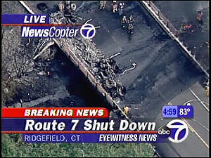 When the tanker swerved to avoid the vehicle and ended up on its side, bursting into flames. Smoke could be seen for miles.