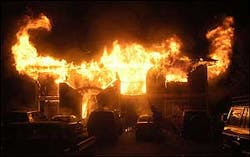 The CARE Housing apartment complex in west Fort Collins, Colo., burns early Sunday, July 31, 2005. The fire claimed the lives of a woman and a young child. Ten fire departments responded to the fire and it took about an hour to bring it under control. An investigation into the cause of the fire was expected to take several days, officials said. The CARE Housing apartment complex in west Fort Collins, Colo., burns early Sunday, July 31, 2005. The fire claimed the lives of a woman and a young child. Ten fire departments responded to the fire and it took about an hour to bring it under control. An investigation into the cause of the fire was expected to take several days, officials said.