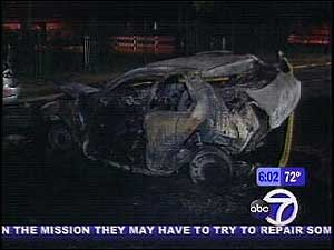 They may have struck a number of other cars along Hempstead Turnpike before one driver, 38-year-old Elizabeth Demaio, lost control of her vehicle and crashed. The car was badly mangled and started to burn. Several people ran into the street with fire extinguishers but the flames quickly grew too intense.