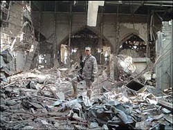 Ssg Farley at bombed out palace in the international zone in Baghdad. Ssg Farley at bombed out palace in the international zone in Baghdad.