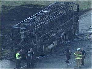 As many as 20 nursing home patients were killed early Friday when a busload of elderly Hurricane Rita evacuees from the Houston caught fire then was rocked by a series of explosions on gridlocked Interstate 45, a Dallas County Sheriff's spokesman said.